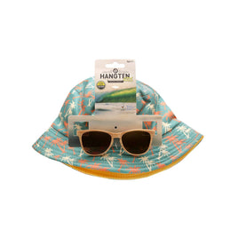 Kids Sunglasses with Bucket Hat Combo Set - Palm Tree Print