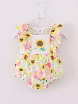 Baby Girls Sunflower Ruffle Romper - 3-24M