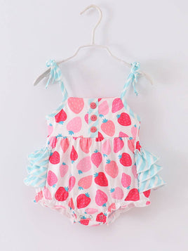 Baby Girls Strawberry Bubble Romper - 0-24M