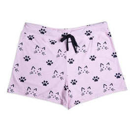 Womens Pajama Shorts - Kitty Whiskers / Pink