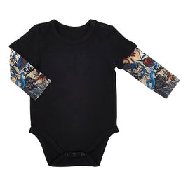 Baby Tattoo Sleeves Snap Shirt - Black- 6-12 M