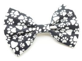 Pet Bow Tie - Black & White Paw Print Bowtie