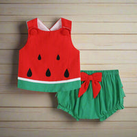 baby girl watermelon 2 pc red and green set