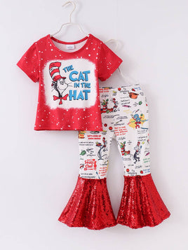 Dr. Seuss The Cat in the Hat Sequin Bell 2 Pc Outfit