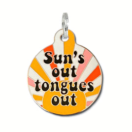 Dog ID Tag with Engraved QR Code - Suns Out Tongues Out -