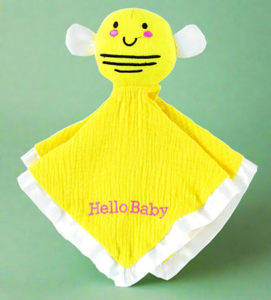 hello baby yellow bumble bee baby lovey rattle