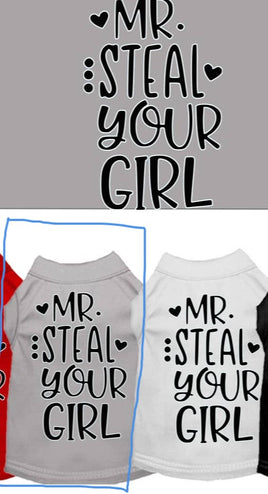 Dog Shirt - Mr. Steal Your Girl - Screen Printed Dog Tee in Grey