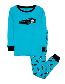 little boys police car print pajamas