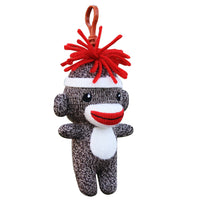 Sockiez Sock Monkey Keychain with Clip - Handmade - 5"