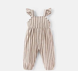 Baby Girls Clothing - Striped Ruffle Overalls - 12-18M