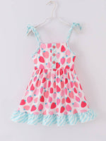 Little Girls Pretty Strawberry Ruffle Twirl Dress