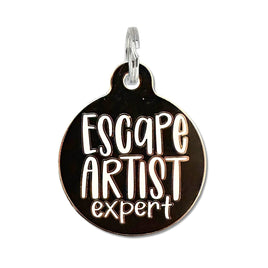 Pet ID Tag with Engraved QR Code / Escape Artist Expert - Black