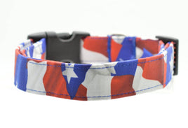 Customizable Dog Collar - Texas Flag - Embroidered Name / Phone #