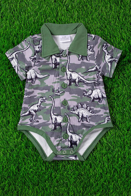 Baby Boy Dinosaur & Camo Print Onesie - 0-24M