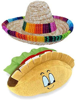 Cute Dog Sombrero & Taco Squeaky Toy 2 Pc Set